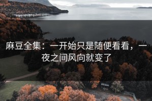 麻豆全集：一开始只是随便看看，一夜之间风向就变了