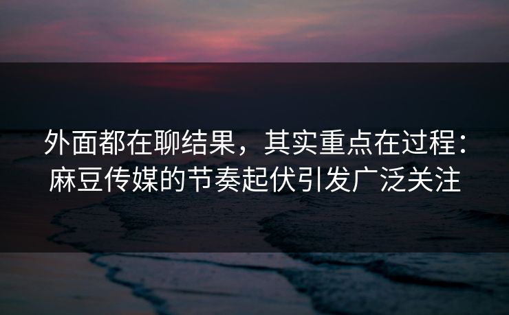 外面都在聊结果,其实重点在过程:麻豆传媒的节奏起伏引发广泛关注 外面都在聊结果,其实重点在过程:麻豆传媒的节奏起伏引发广泛关注
