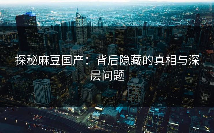 探秘麻豆国产：背后隐藏的真相与深层问题