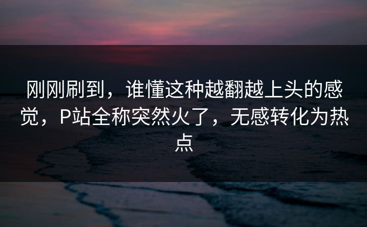 刚刚刷到，谁懂这种越翻越上头的感觉，P站全称突然火了，无感转化为热点