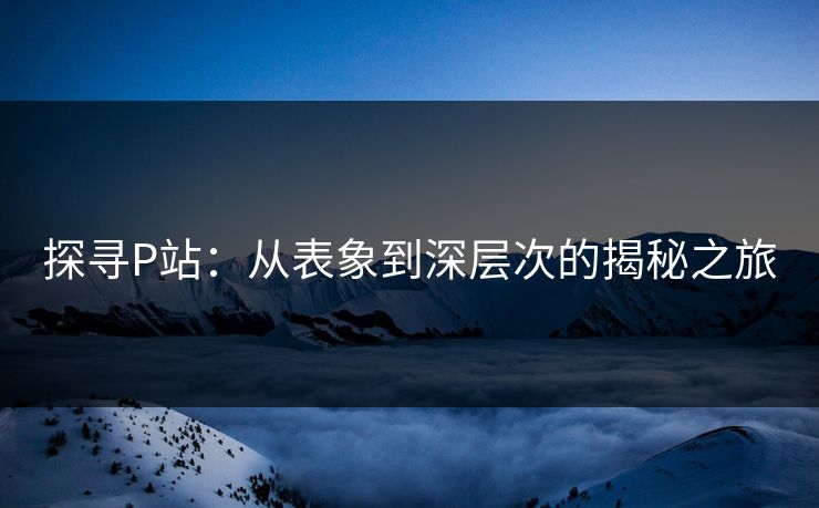 探寻P站：从表象到深层次的揭秘之旅