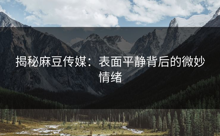 揭秘麻豆传媒：表面平静背后的微妙情绪
