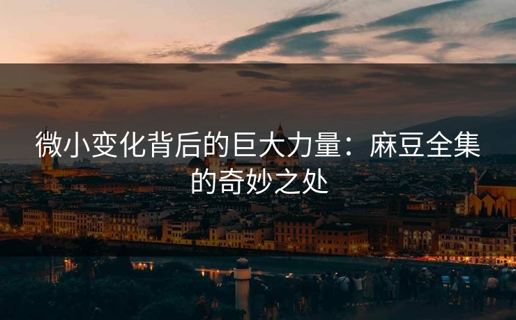 微小变化背后的巨大力量：麻豆全集的奇妙之处